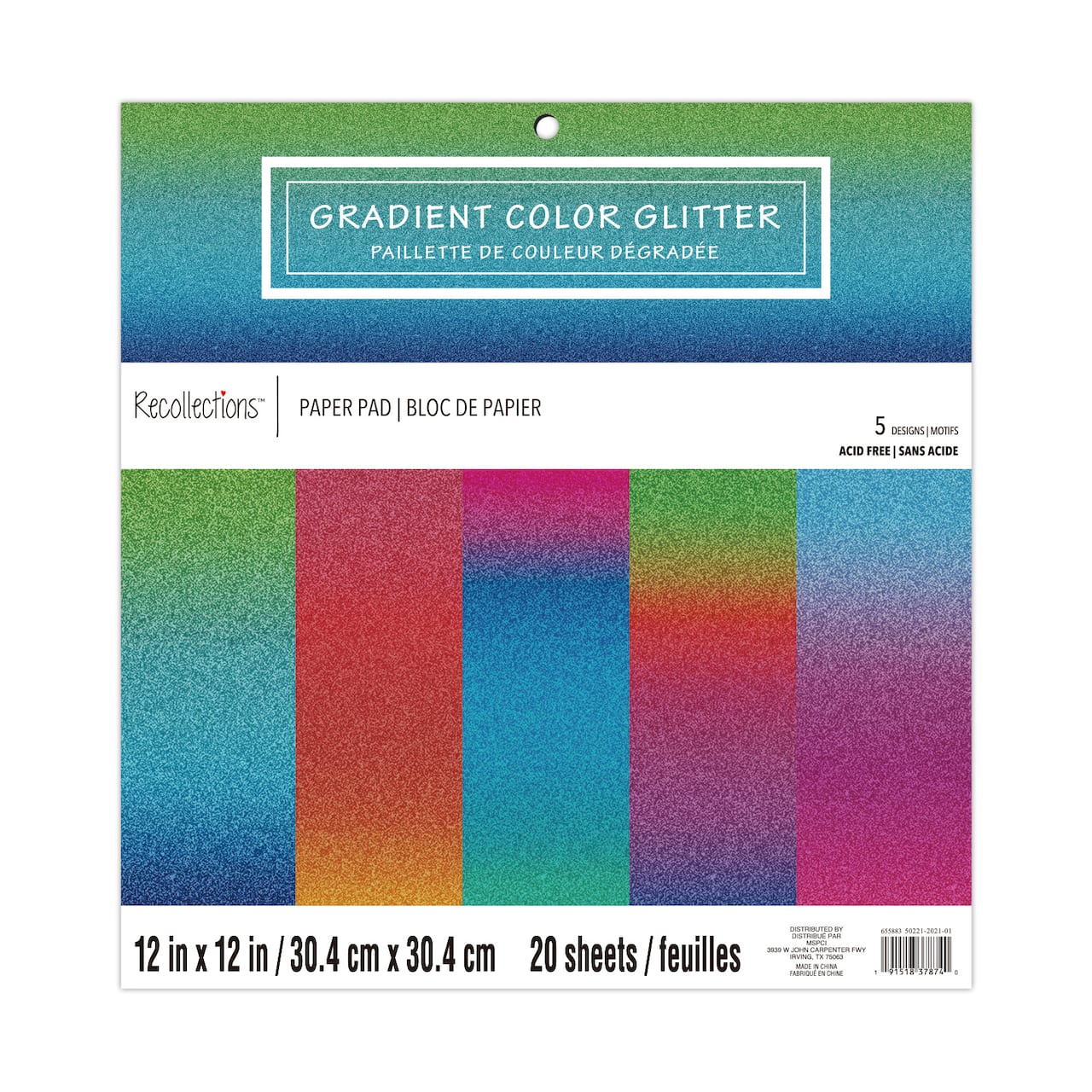 Gradient Color Glitter Paper Pad by Recollections&#x2122;, 12&#x22; x 12&#x22;